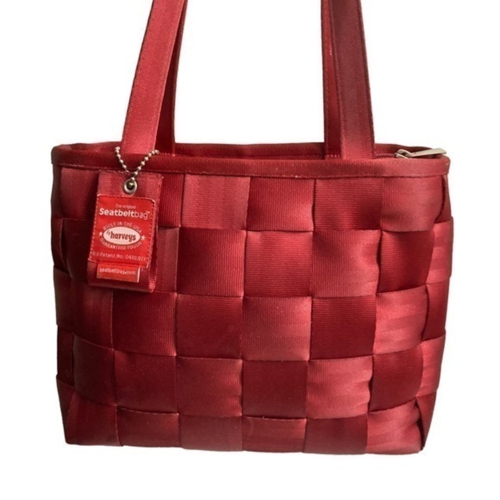 Harveys red seatbelt zipper tote bag